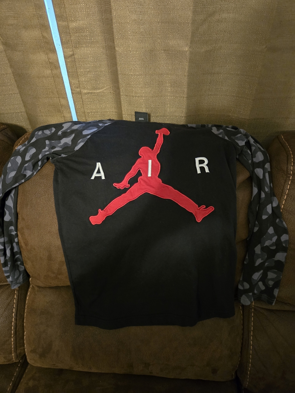 Air Jordan Long Sleeve Shirt with Red Jumpman Logo